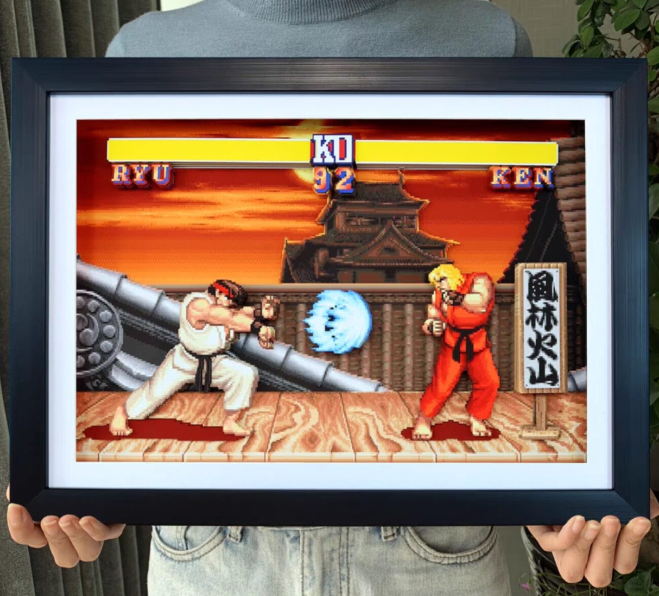 Street Fighter Ryu Vs Ken 3D Poster Frame (26x34) Black