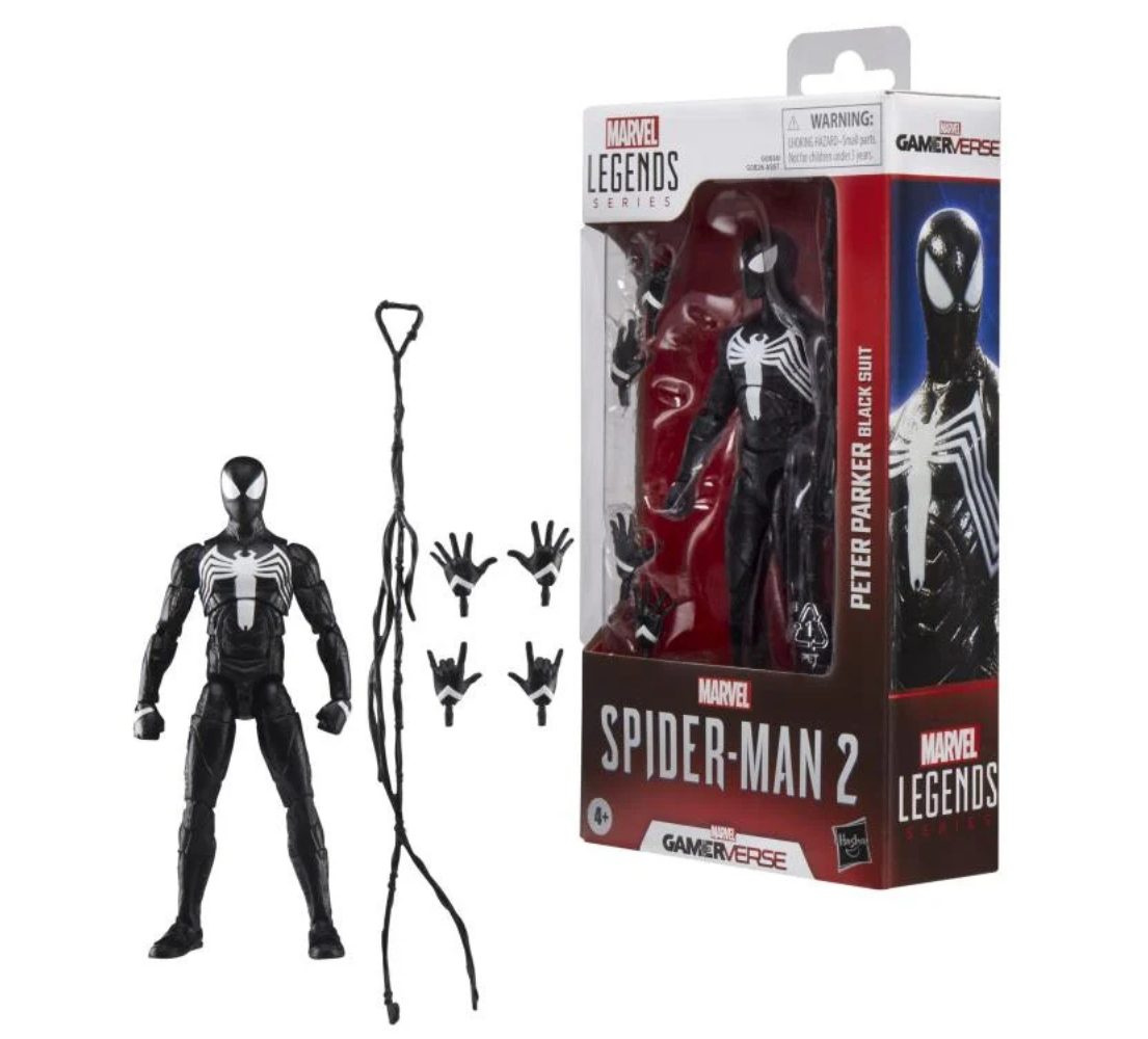 Marvel's Spider-Man 2 Marvel Legends Gamerverse Peter Parker (Black Suit) Action Figure BY HASBRO