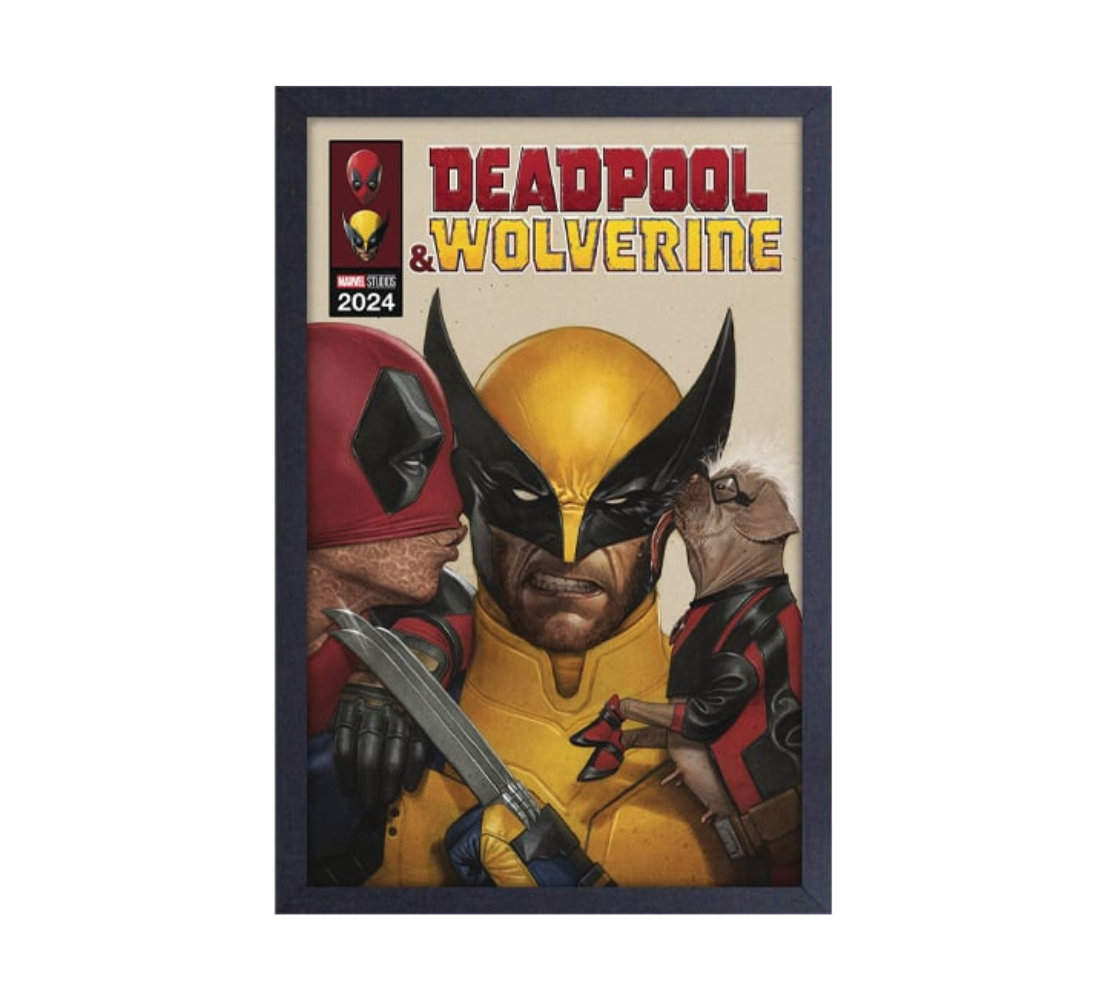 Deadpool & Wolverine Kisses Framed Art Print BY PYRAMID AMERICA (33.02cm x 48.26cm)
